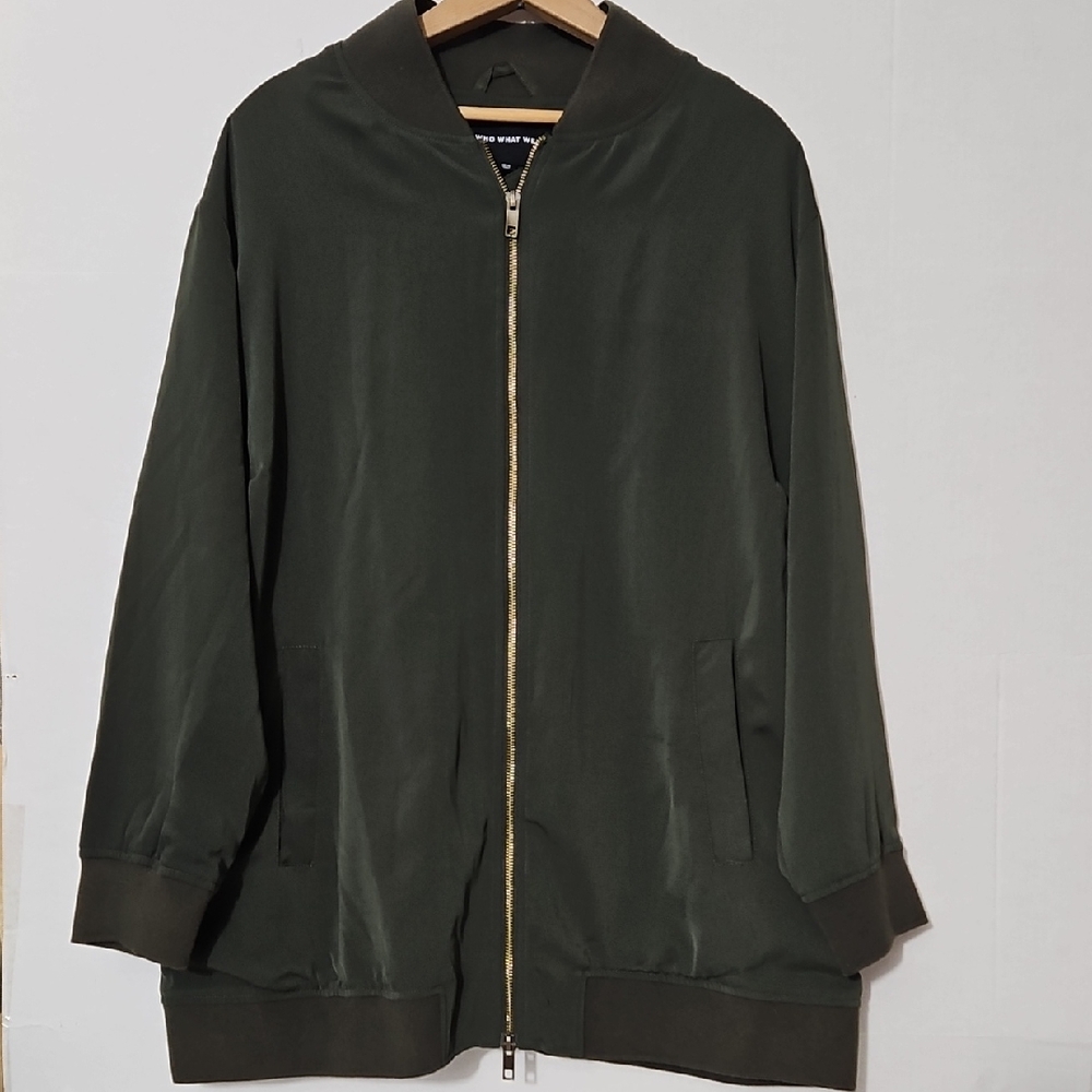 Who What Wear Dark Green Bomber Jacket